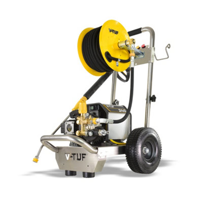 240v Compact, Industrial, Mobile Electric Pressure Washer c/w 20m HOSE REEL - 1450psi, 100Bar, 12L/min