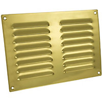 242 x 165mm Hooded Louvre Airflow Vent Polished Brass Internal Door Plate