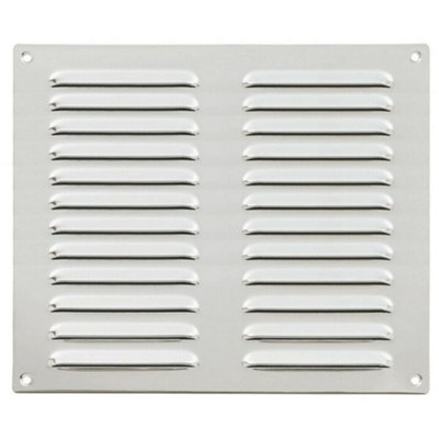 242 x 242mm Hooded Louvre Airflow Vent Polished Chrome Internal Door Plate