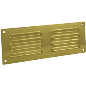 242 x 89mm Hooded Louvre Airflow Vent Polished Brass Internal Door Plate