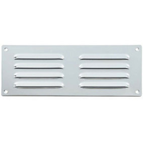 242 x 89mm Hooded Louvre Airflow Vent Polished Chrome Internal Door Plate