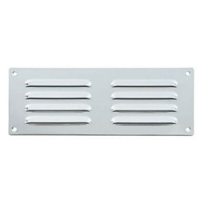242 x 89mm Hooded Louvre Airflow Vent Polished Chrome Internal Door Plate