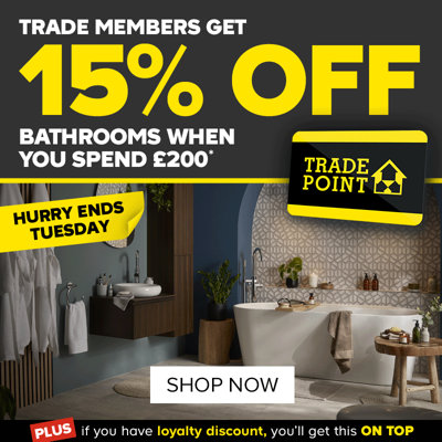 Club members get 15% off bathrooms when you spend £200. Excludes products sold and shipped by vertified sellers. Hurry, ends Tuesday. Terms & conditions apply, see the *terms & conditions at the end of the page. Shop now.