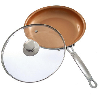 24cm Frying Pan with Glass Lid - Non-Stick Scratch Resistant Cooking Pan - Oven & Dishwasher Safe, Suitable for All Hobs