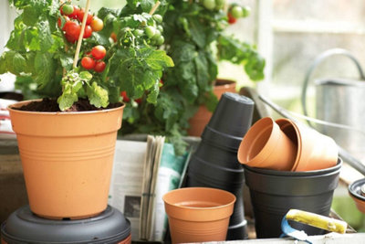 24cm Living Round Decor Recycled Material Indoor Garden Balcony Window Container Holder Plant Flower Organizer Pot, Mild Terra