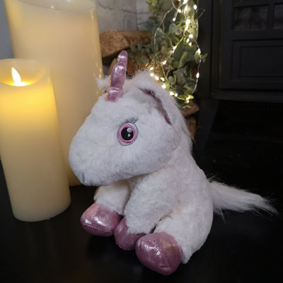 24cm Plush White Unicorn with Sparkly Pink Horn and Hooves - 3