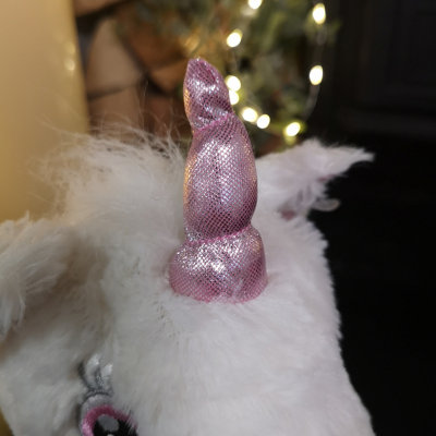 24cm Plush White Unicorn with Sparkly Pink Horn and Hooves - 4