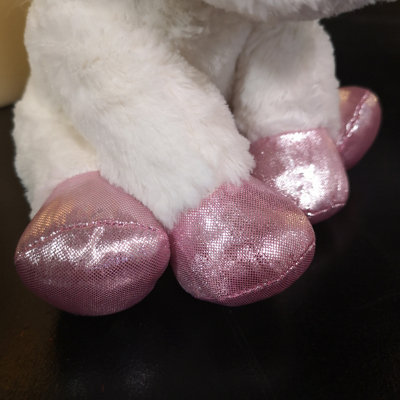 24cm Plush White Unicorn with Sparkly Pink Horn and Hooves - 5
