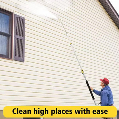 24ft Water Fed Telescopic Window Cleaning Pole Kit with Brush & Nozzles