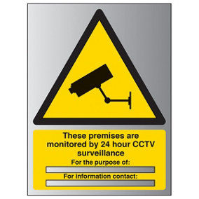 24hr CCTV For The Purpose Security Sign - Rigid Plastic 150x200mm (x3)