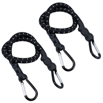 24in Bungee Strap with Metal Carabiners Hook Tie Down Fastener Holder 2pc