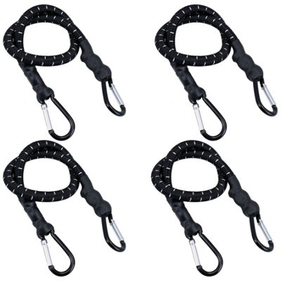 24in Bungee Strap with Metal Carabiners Hook Tie Down Fastener Holder 4pc