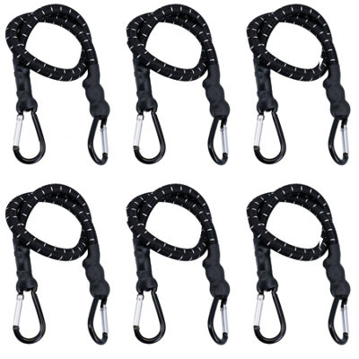 24in Bungee Strap with Metal Carabiners Hook Tie Down Fastener Holder 6pc