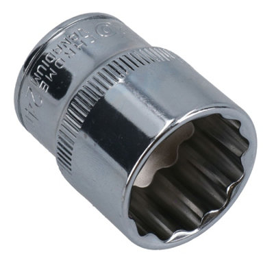 24mm 1/2in Drive Shallow Metric MM Socket 12 Sided Bi-Hex Knurled Ring