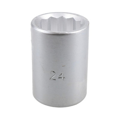 24mm 3/4" Drive Socket 12 Sided 50mm HGV Satin Finish Chrome Vanadium Steel