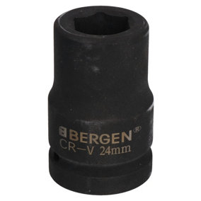 24mm Metric 1" Drive Deep Impact Socket 6 Sided Single Hex Thick Walled