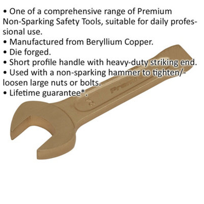 24mm Non-Sparking Open-End Slogging Spanner with Short Profile Striking End