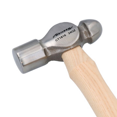 24oz Genuine Wooden Hickory Handle Ball Pin Hammer Ball Pein