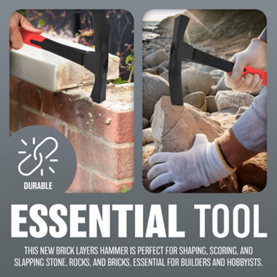 24oz Masons Hammer Brick Masonry Builders Hand Tools Grip Block Bricklayer New - 4