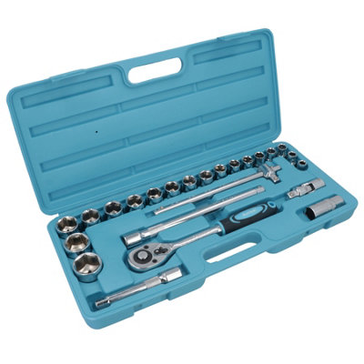 24pc 1/2" Drive Metric MM Shallow Socket And Accessory Set 10mm - 32mm