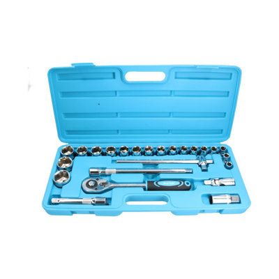 24pc 1/2" Drive Metric MM Shallow Socket And Accessory Set 10mm 32mm DIY at B&Q