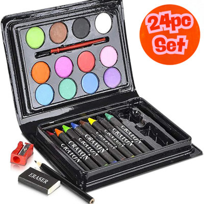 24pc Mini Art Set for Kids with Paint & Crayons