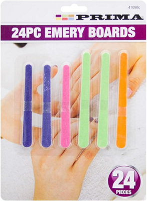 24Pc Nail Files Medium Fine Grit Emery Board Buffing Manicure Beauty Tools