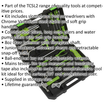 24pc Premium Tool Kit - Screwdriver Pliers Hacksaw Hex Key Hammer Spanner