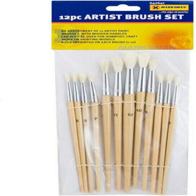 24Pc Wooden Artist Paint Brush Set Painting Brushes Handle Bristles Art