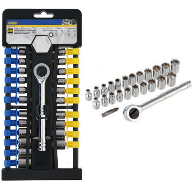 24Pcs 1/4'' Socket Wrench Kit Set