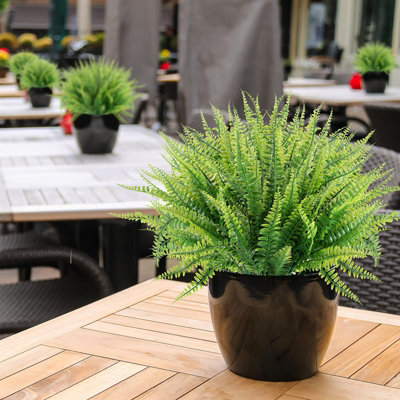 24Pcs Artificial Plants, Fake Boston Fern Greenery Outdoor UV Resistant No Fade Faux Plastic Plants Garden Window Box Decorating