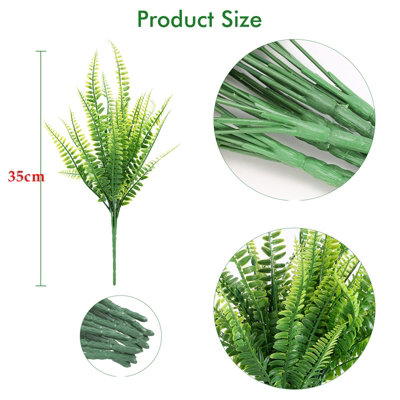 24Pcs Artificial Plants, Fake Boston Fern Greenery Outdoor UV Resistant No Fade Faux Plastic Plants Garden Window Box Decorating