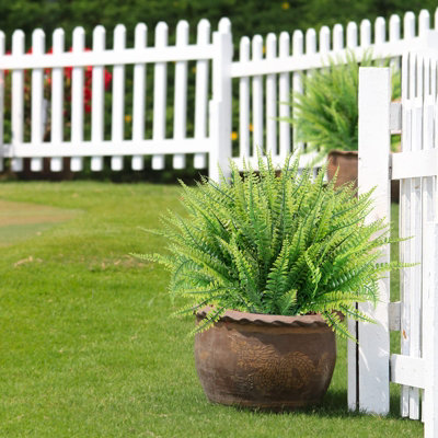 24Pcs Artificial Plants, Fake Boston Fern Greenery Outdoor UV Resistant No Fade Faux Plastic Plants Garden Window Box Decorating