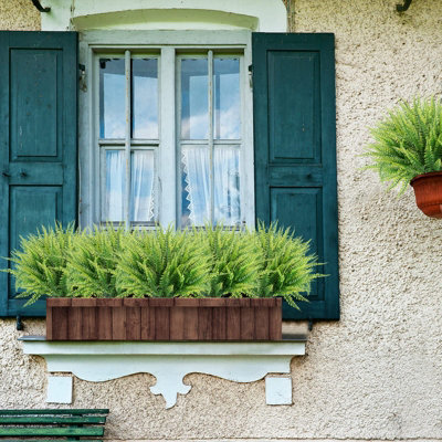 24Pcs Artificial Plants, Fake Boston Fern Greenery Outdoor UV Resistant No Fade Faux Plastic Plants Garden Window Box Decorating