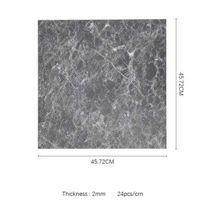 24Pcs Dark Grey 3D Stone Marble Effect Self Adhesive PVC Floor Vinyl ...