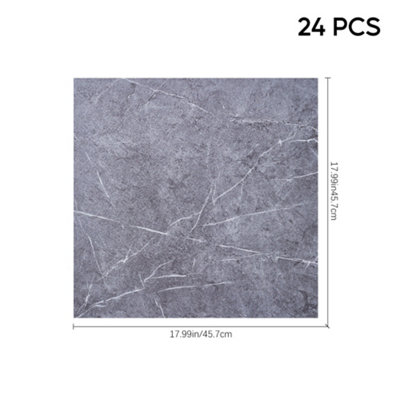 24Pcs Marble Texture Flooring Tile 2mm Thickness Self-adhesive PVC Flooring Tile