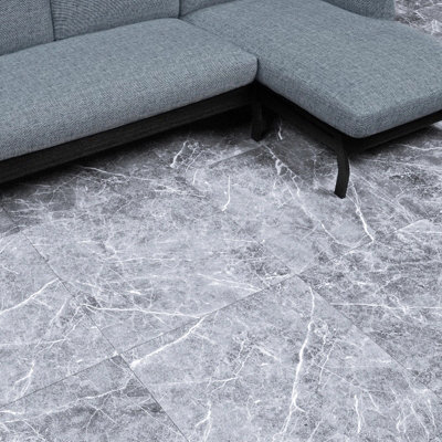24Pcs Square 3D Stone Effect Marble Self Adhesive PVC Floor Tiles Waterproof