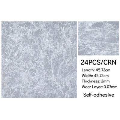 24Pcs Square 3D Stone Effect Marble Self Adhesive PVC Floor Tiles Waterproof - 4