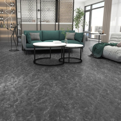 24Pcs Square 3D Stone Effect Marble Self Adhesive PVC Floor Tiles Waterproof
