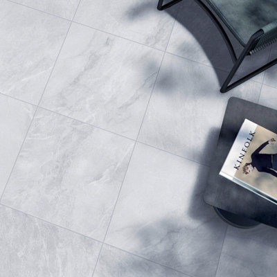 24Pcs Square 3D Stone Effect Marble Self Adhesive PVC Floor Tiles Waterproof - 3