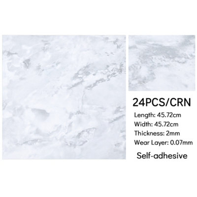 24Pcs Square 3D Stone Effect Marble Self Adhesive PVC Floor Tiles Waterproof - 4
