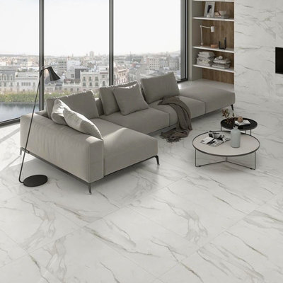 24Pcs Square Stone Effect Marble Self Adhesive PVC Floor Tiles Waterproof