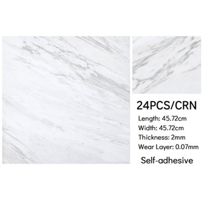 24Pcs Square Stone Effect Marble Self Adhesive PVC Floor Tiles Waterproof - 4