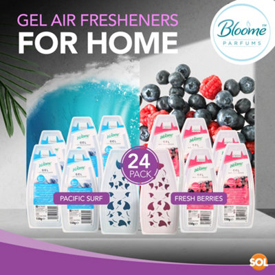 24pk Gel Air Fresheners for Home Pacific Surf & Fresh Berries, Room Fresheners for Home Odour Eliminator, Bathroom Air Freshener