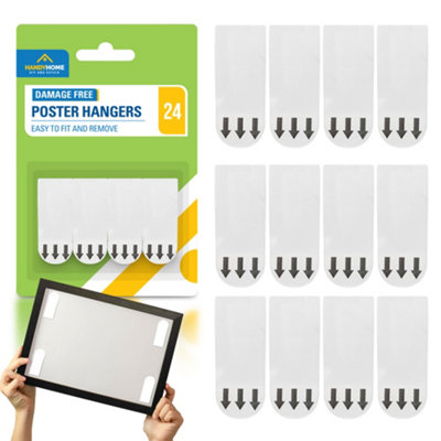 24pk Poster Hanging Strips No Nails Picture Hanging Strips Photo Frame Stickers for Walls Picture Strips