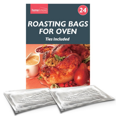24pk Roasting Bags for Oven with Ties Oven Bags for Roasting Chicken