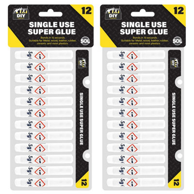 24pk Single Use Super Glue All Purpose, 1.5g Dries in Just 10