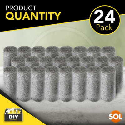 24pk Steel Wool Mice - Wire Wool Mice Grade 0 Steel Wool for Cleaning & Closing Small Holes Fine Wire Wool Rats Roll - Wire Wool - 3