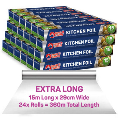 4pk Tin Foil Roll 32M Aluminium Kitchen Foil Roll 8M x 29cm, Non-Stick Aluminium  Foil for Wrapping, Grilling & BBQ, Tinfoil Roll