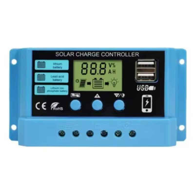 24V 30A Solar Controller PWM Battery Charger with LCD & Dual USB